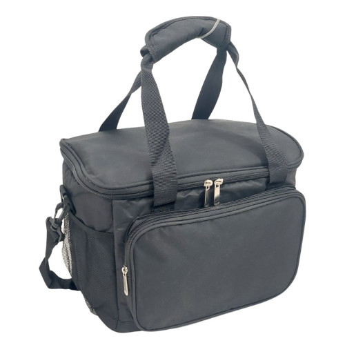 Υφασμάτινο ψυγείο 15L με εξωτερική τσέπη, χερούλια και ιμάντα ώμου Μαύρο - Yaia