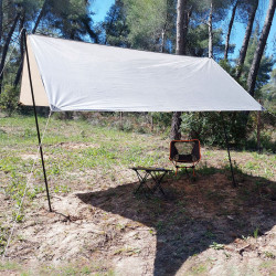 Τέντα αντηλιακή 300*300cm με πασσάλους στήριξης Χακί - Yaia