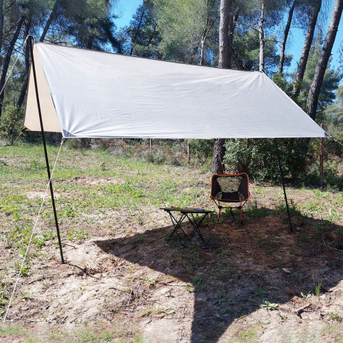 Τέντα αντηλιακή 300*300cm με πασσάλους στήριξης Χακί - Yaia