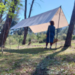 Τέντα αντηλιακή 300*300cm με πασσάλους στήριξης Χακί - Yaia