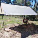 Τέντα αντηλιακή 300*300cm με πασσάλους στήριξης Χακί - Yaia