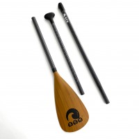 SUP paddle adjustable 165-210cm with fiberglass shaft and blade bamboo look