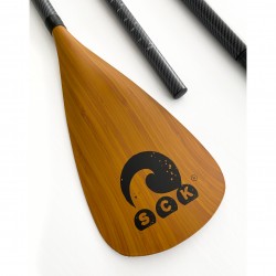 SUP paddle adjustable 165-210cm with fiberglass shaft and blade bamboo look