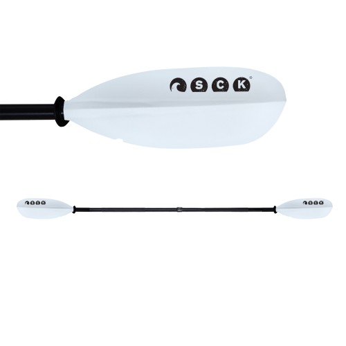 Deluxe Kayak Paddle Adjustable 222-232cm Aluminum -split into 2 parts- White SCK