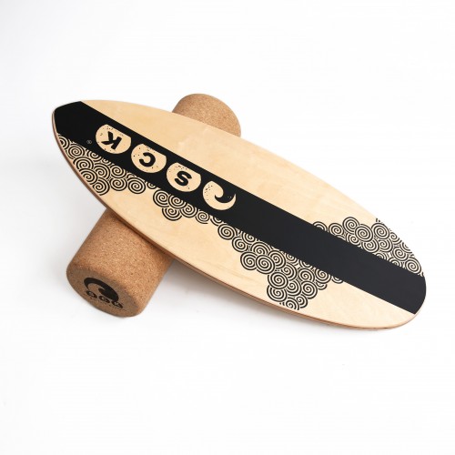 SCK Balance Board PRO with cork roller / Wood with black design