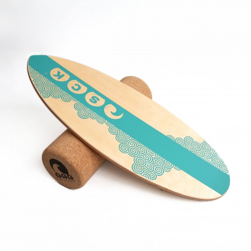 SCK Balance Board PRO with cork roller / Wood with blue design