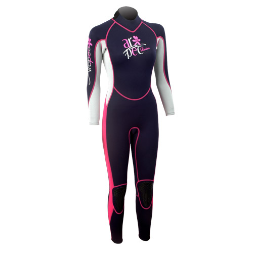 Ladies wetsuit neopren 2,5mm fullsuit navy blue-pink Aropec