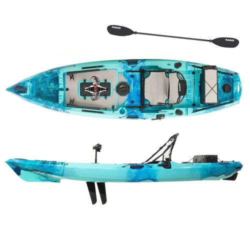 OCEANUS 335 pedal-step single kayak with aluminum seat SCK - Blue/Turquoise