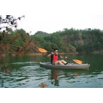 Seaflo LUPIN - Single seat fishing kayak with wheel and paddle - Orange