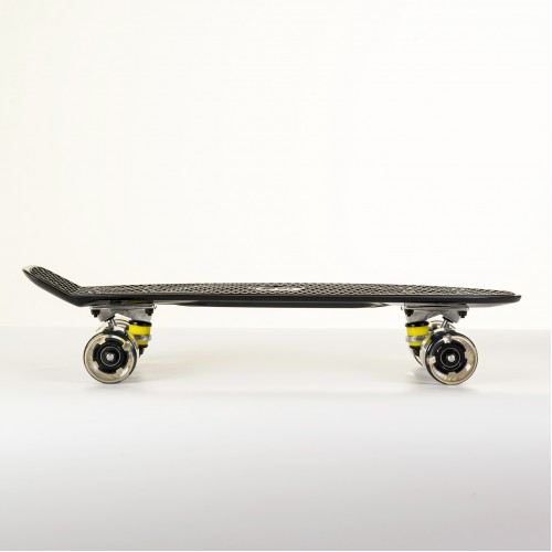 Mini cruiser Plastic skateboard 22.5'' black with LED wheels Fish