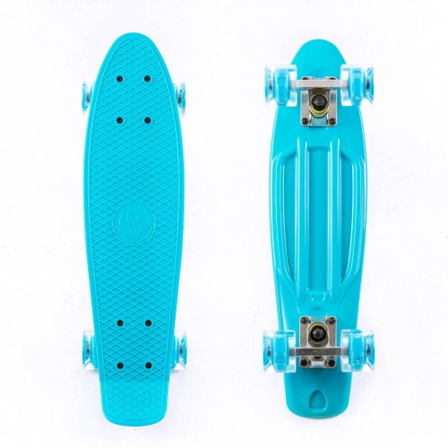 Mini cruiser Plastic skateboard 22.5'' Blue with LED wheels Fish