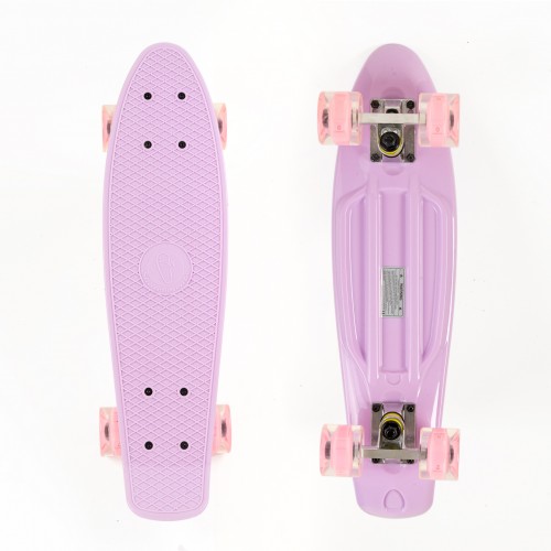 Mini cruiser Plastic skateboard 22.5'' dusty pink with LED wheels Fish