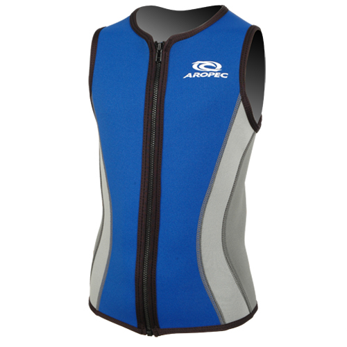 Neoprene Kid's Swim Vest 2mm with zipper Blue/Grey - Aropec