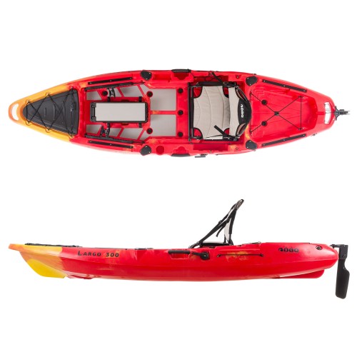 SCK Largo 300 single seat Pedal Kayak ready with aluminium seat and wheelhouse | Red-Yellow