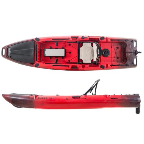 SCK Cargo 320 single seat Pedal Kayak ready with aluminium seat and wheelhouse | Black-Red