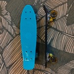 Πλαστικό mini cruiser skateboard 22.5'' Μπλε με LED ρόδες Fish