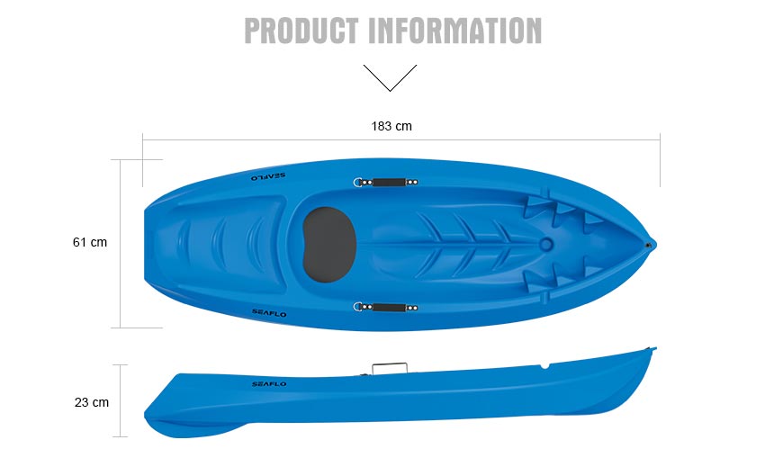 Kids Seaflo Kayak in blue color Dimensions